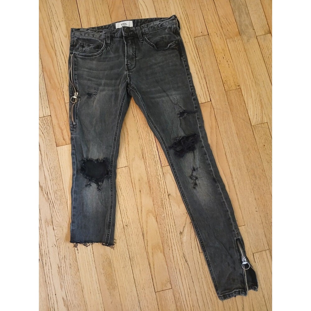 VIDL Los Angeles Skinny Jeans Cut Leg Men's Grunge Punk Rock Heavy Metal 30"